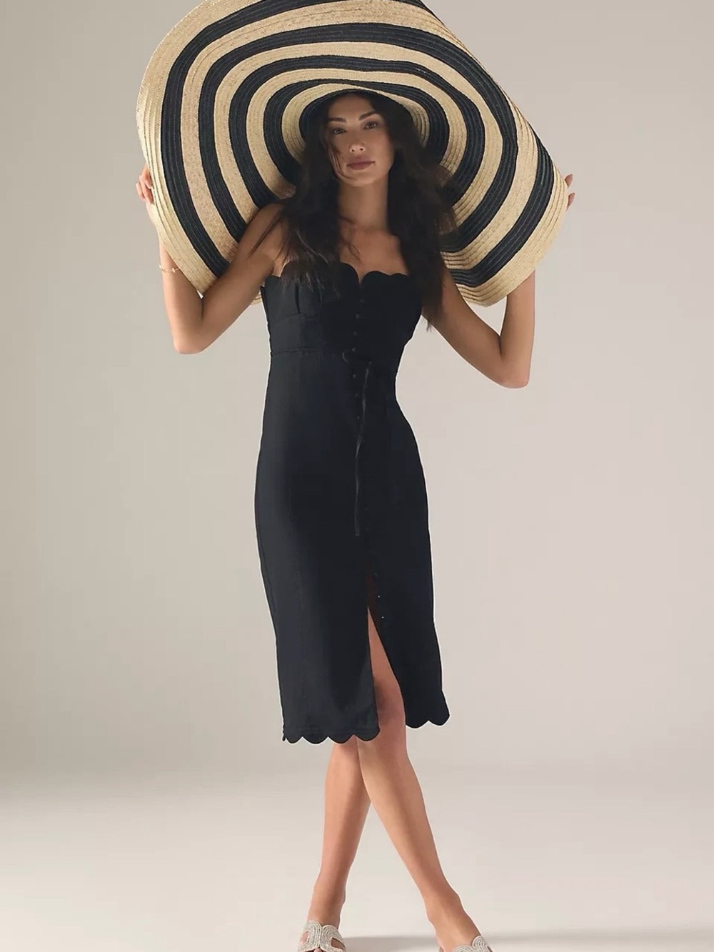 Anthropologie Scalloped Front-Slit Corset Dress size 4P